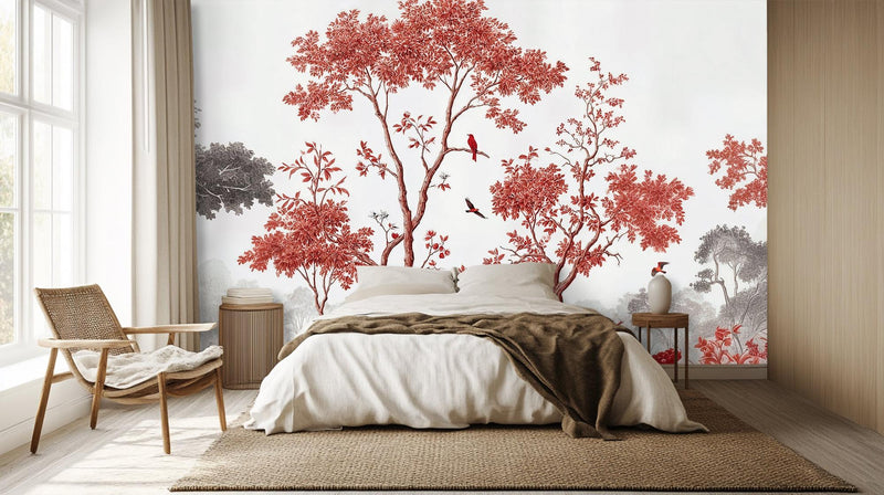 Contemporary Red wallpaper for Bedroom