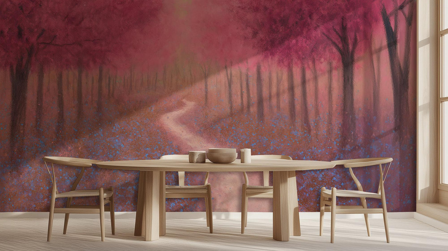 Contemporary Red wallpaper for Living Room