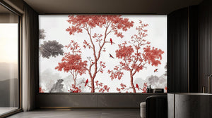 Contemporary Red wallpaper for Living Room