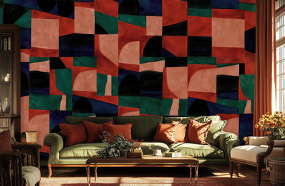 Contemporary Red wallpaper for Living Room