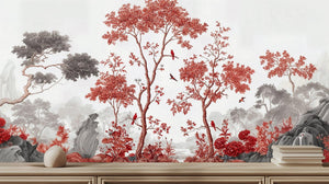 Contemporary Red wallpaper for Living Room