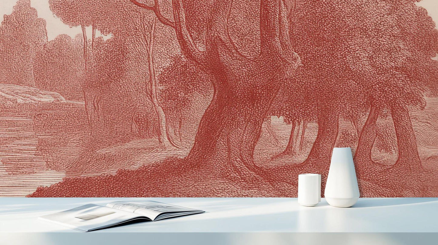 Rustic Red wallpaper for Living Room