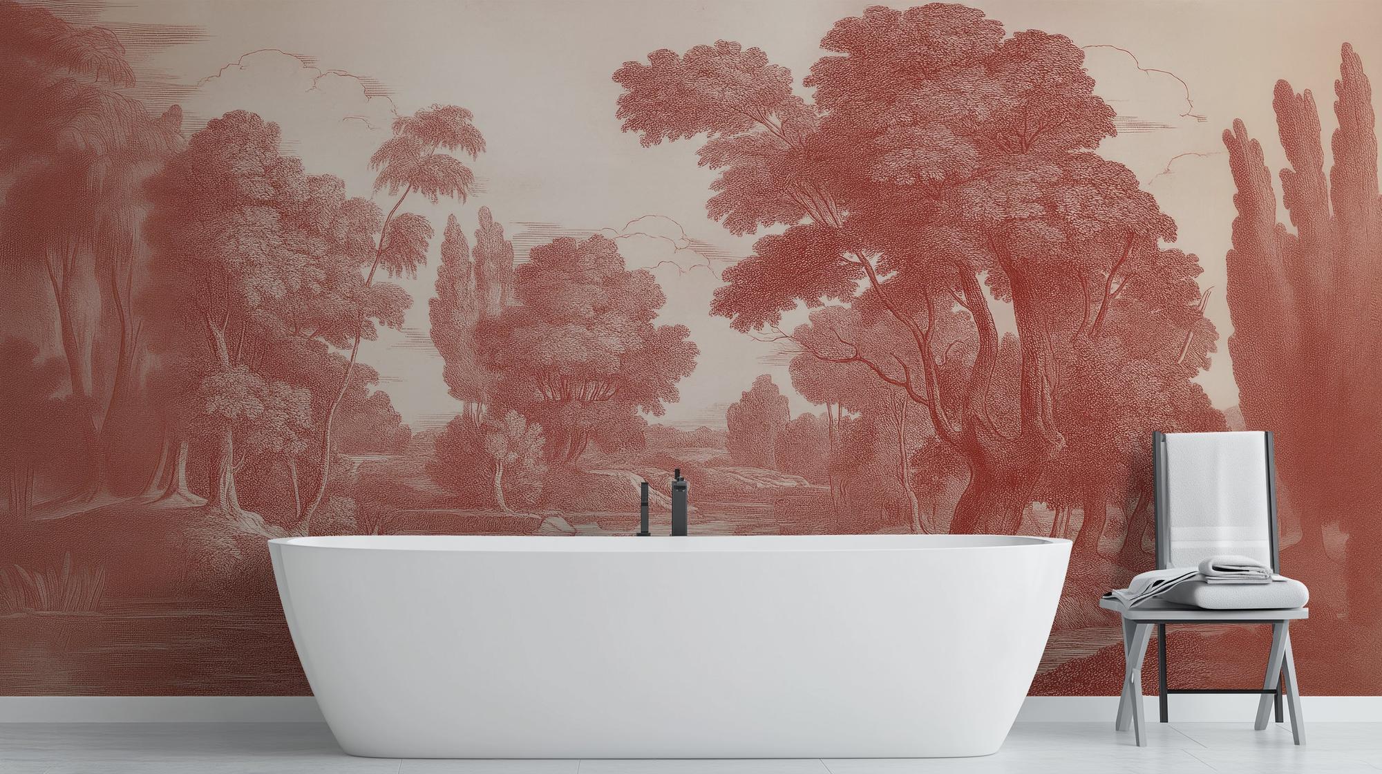 Traditional Red wallpaper for Bathroom