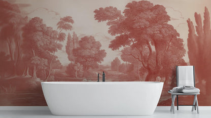 Traditional Red wallpaper for Bathroom