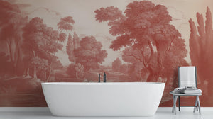 Traditional Red wallpaper for Bathroom