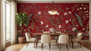 Traditional Red wallpaper for Dining Room