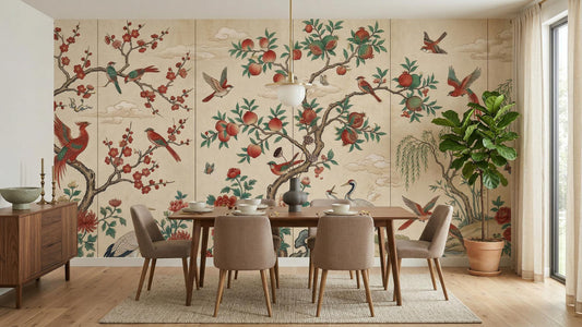 Traditional Red wallpaper for Dining Room