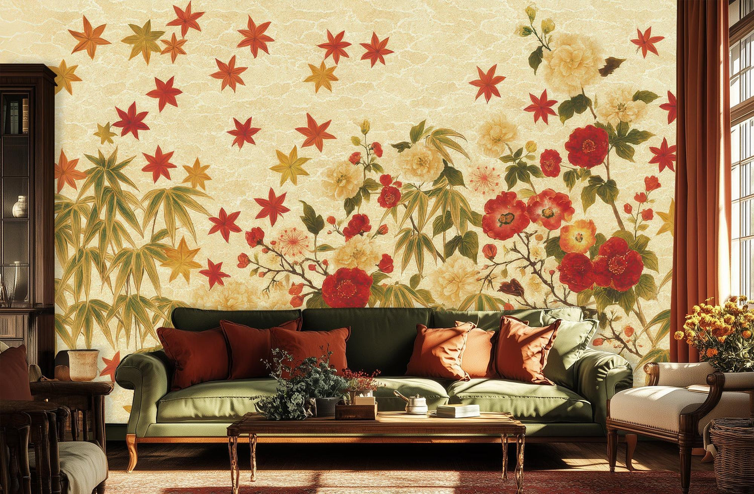 Traditional Red wallpaper for Living Room
