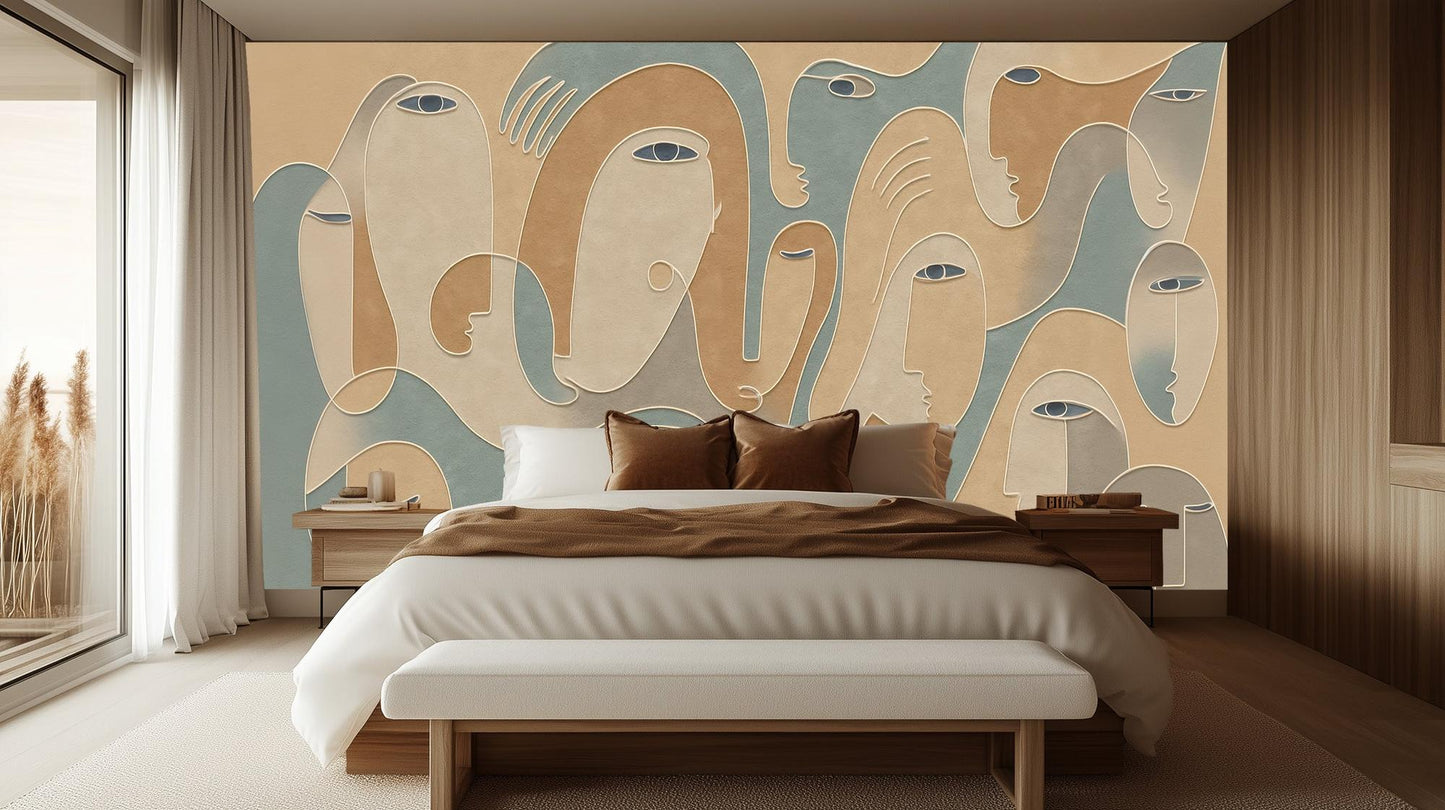Abstract Tan wallpaper for Bedroom