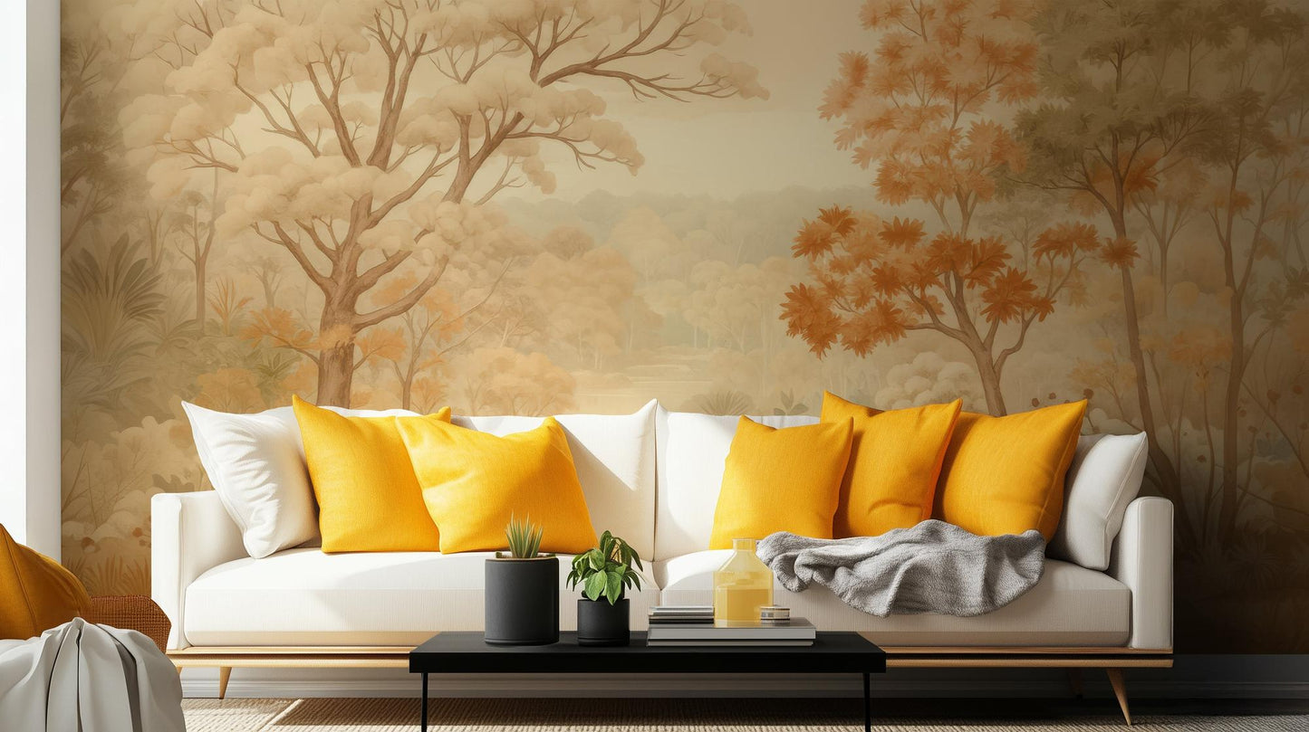 Traditional Tan wallpaper for Living Room