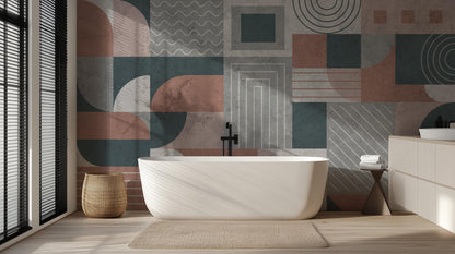Abstract Teal wallpaper for Bathroom