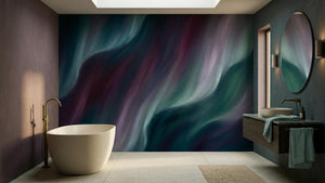 Abstract Teal wallpaper for Bathroom