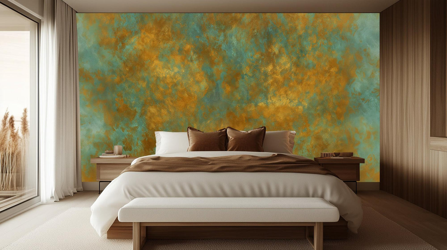 Abstract Teal wallpaper for Bedroom