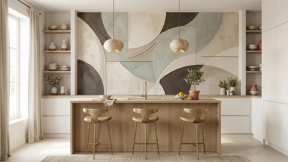 Abstract Teal wallpaper for Kitchen