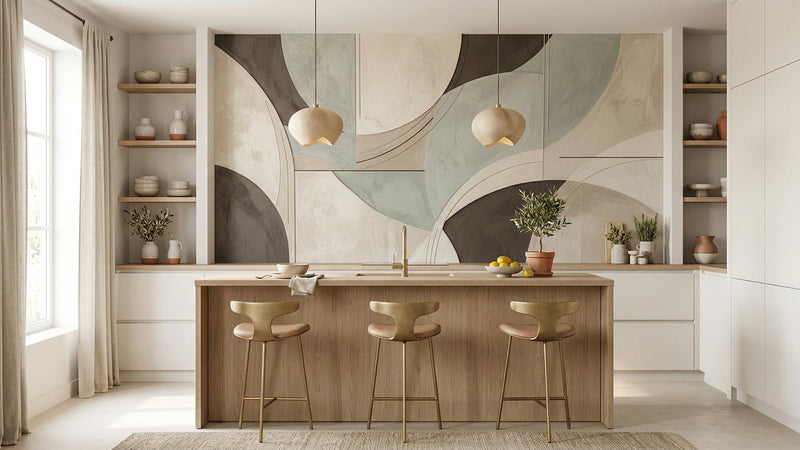 Abstract Teal wallpaper for Kitchen