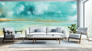 Abstract Teal wallpaper for Living Room