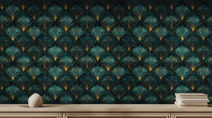 Art Deco Teal wallpaper for Dining Room