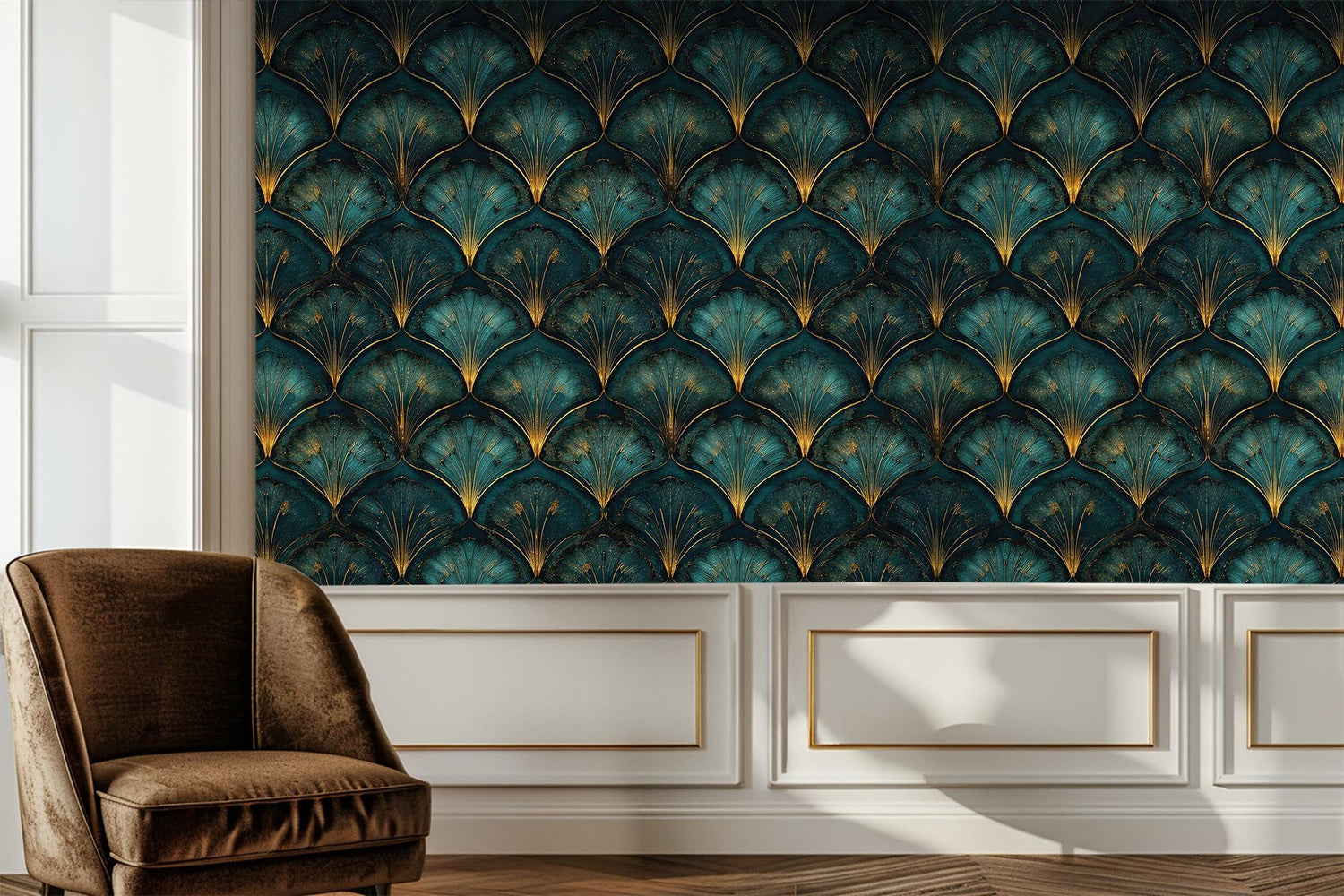 Art Deco Teal wallpaper for Living Room