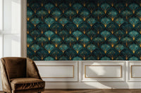 Art Deco Teal wallpaper for Living Room