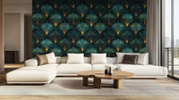 Art Deco Teal wallpaper for Living Room