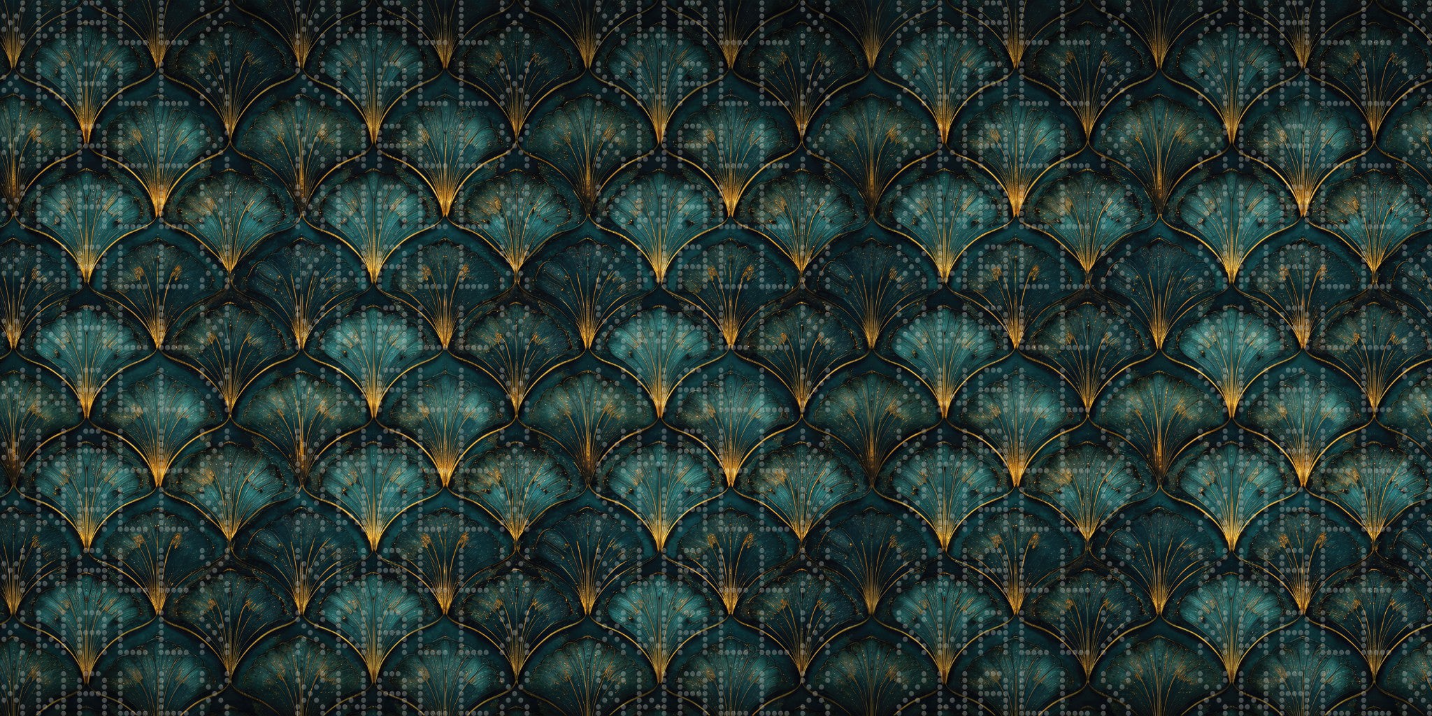 Art Deco Turquoise Fan Wallpaper
