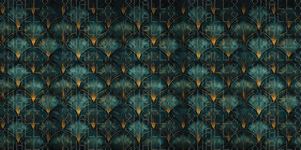 Art Deco Turkuaz Yelpaze Duvar kağıdı - Sample