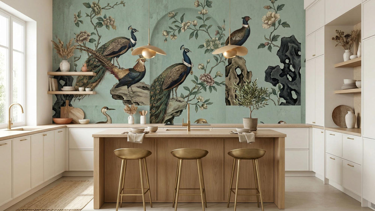 Mutfak için Art Nouveau Cam göbeği duvar kağıdı
