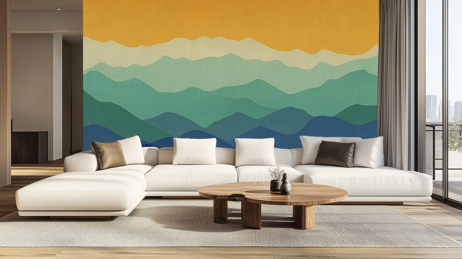 Coastal Teal wallpaper for Living Room