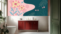 Contemporary Teal wallpaper for Bathroom