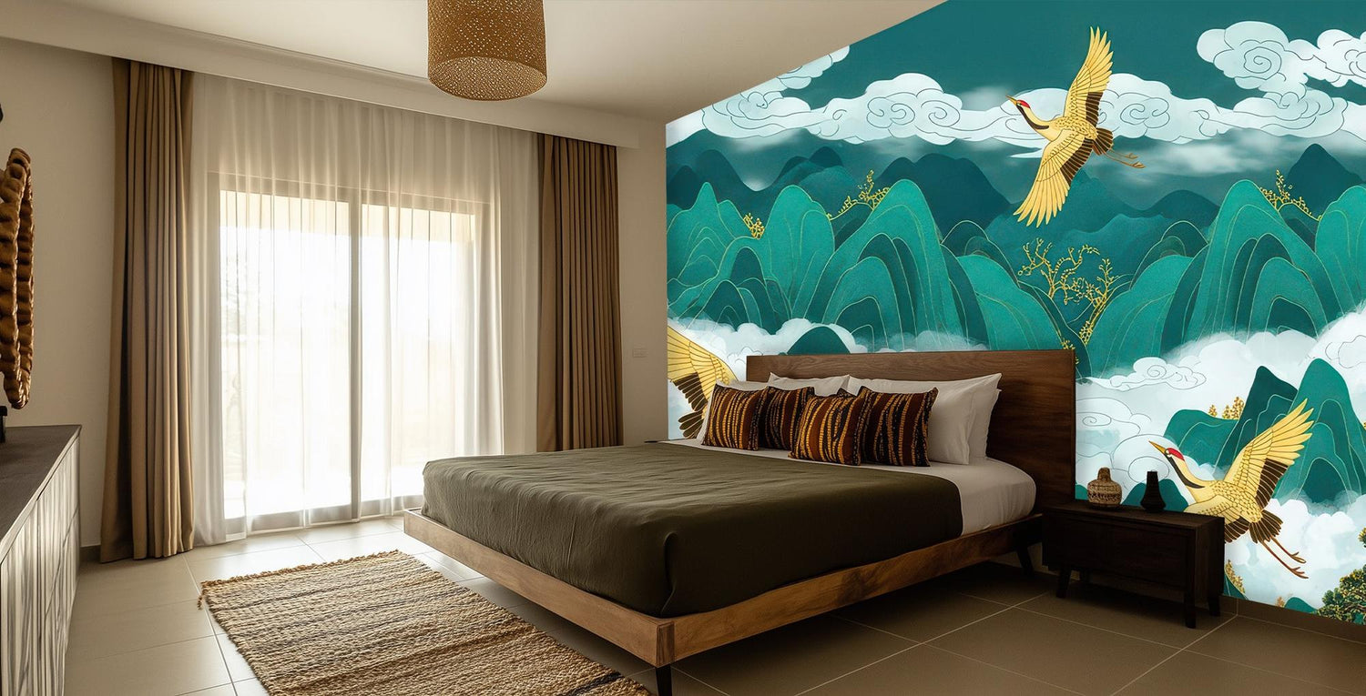 Contemporary Teal wallpaper for Bedroom