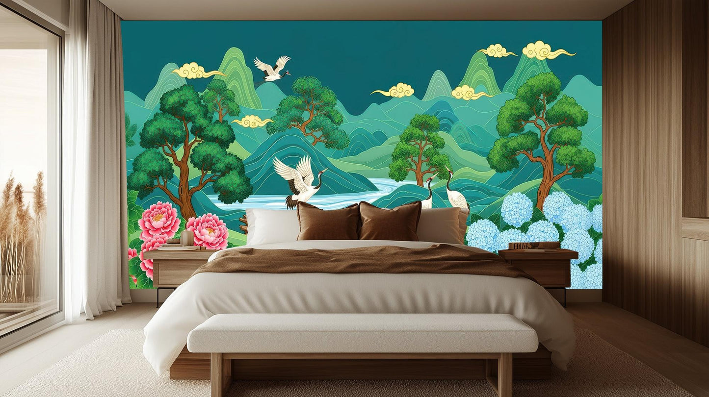 Contemporary Teal wallpaper for Bedroom