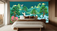 Contemporary Teal wallpaper for Bedroom