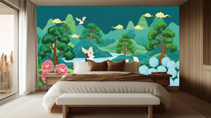 Contemporary Teal wallpaper for Bedroom