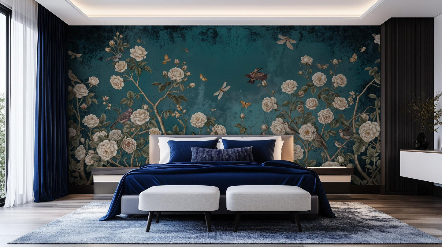 Contemporary Teal wallpaper for Bedroom