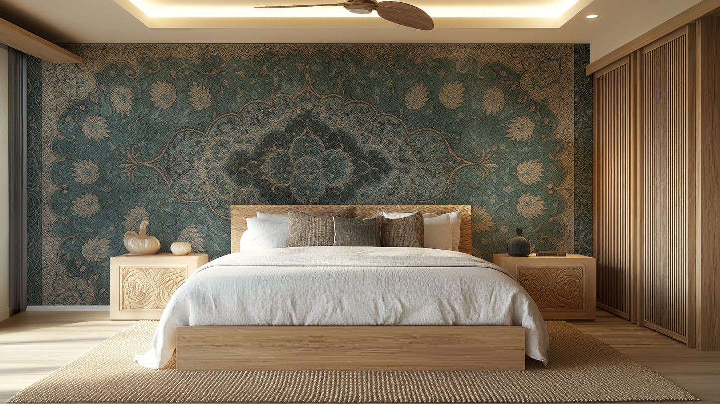 Contemporary Teal wallpaper for Bedroom