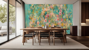 Contemporary Teal wallpaper for Dining Room