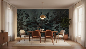 Contemporary Teal wallpaper for Dining Room