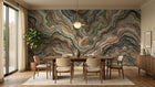 Contemporary Teal wallpaper for Dining Room