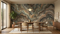 Contemporary Teal wallpaper for Dining Room
