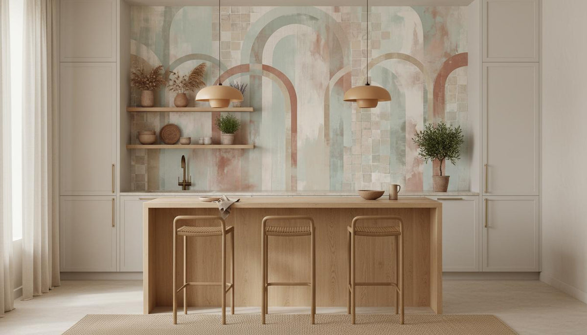 Contemporary Teal wallpaper for Kitchen