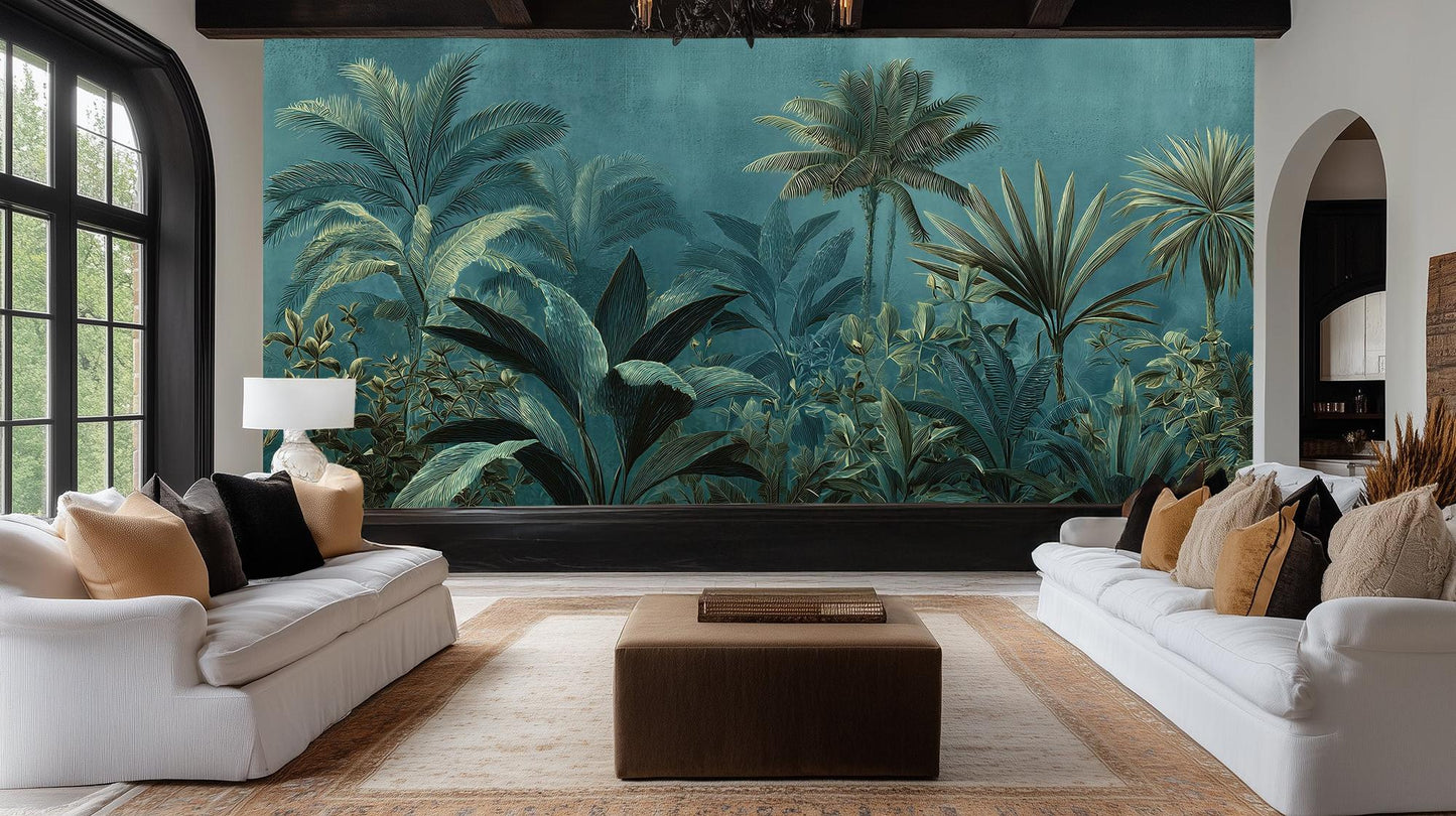 Contemporary Teal wallpaper for Living Room