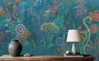 Contemporary Teal wallpaper for Living Room