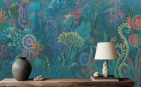Contemporary Teal wallpaper for Living Room