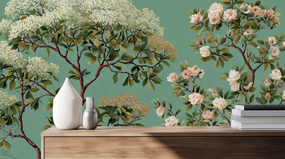 Contemporary Teal wallpaper for Living Room