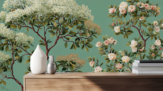 Contemporary Teal wallpaper for Living Room