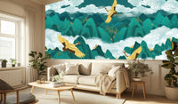 Contemporary Teal wallpaper for Living Room