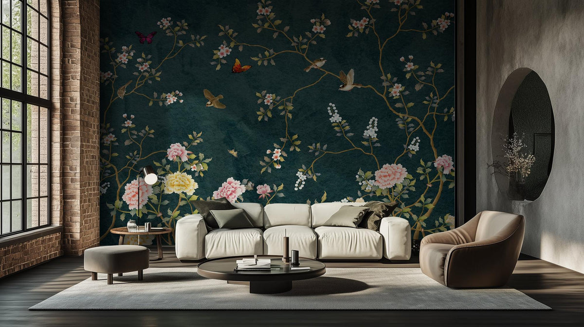 Contemporary Teal wallpaper for Living Room