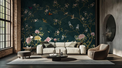 Contemporary Teal wallpaper for Living Room