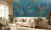 Contemporary Teal wallpaper for Living Room