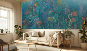 Contemporary Teal wallpaper for Living Room
